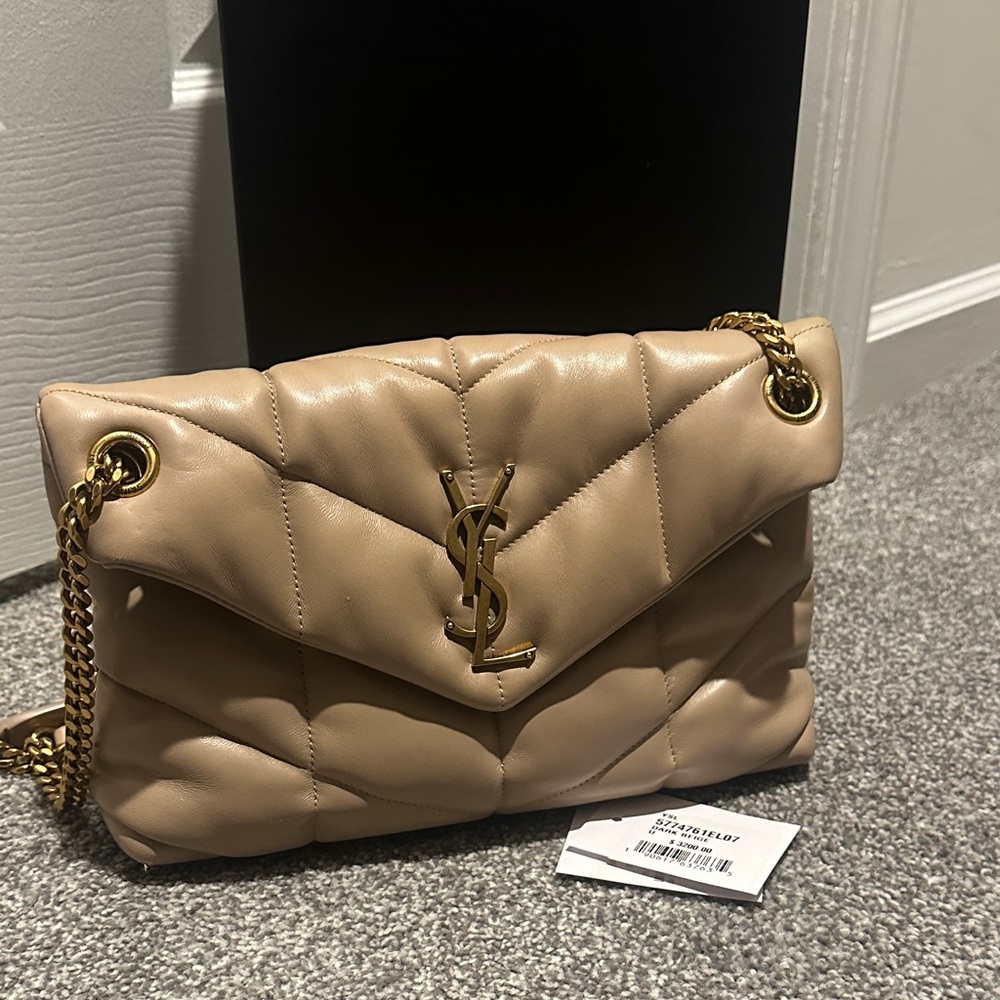 Yves Saint Laurent Puffer Small - Dark Beige